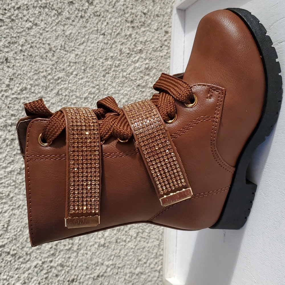 Moto Boots with Embroidery Rhinestones - Picture 2 of 4